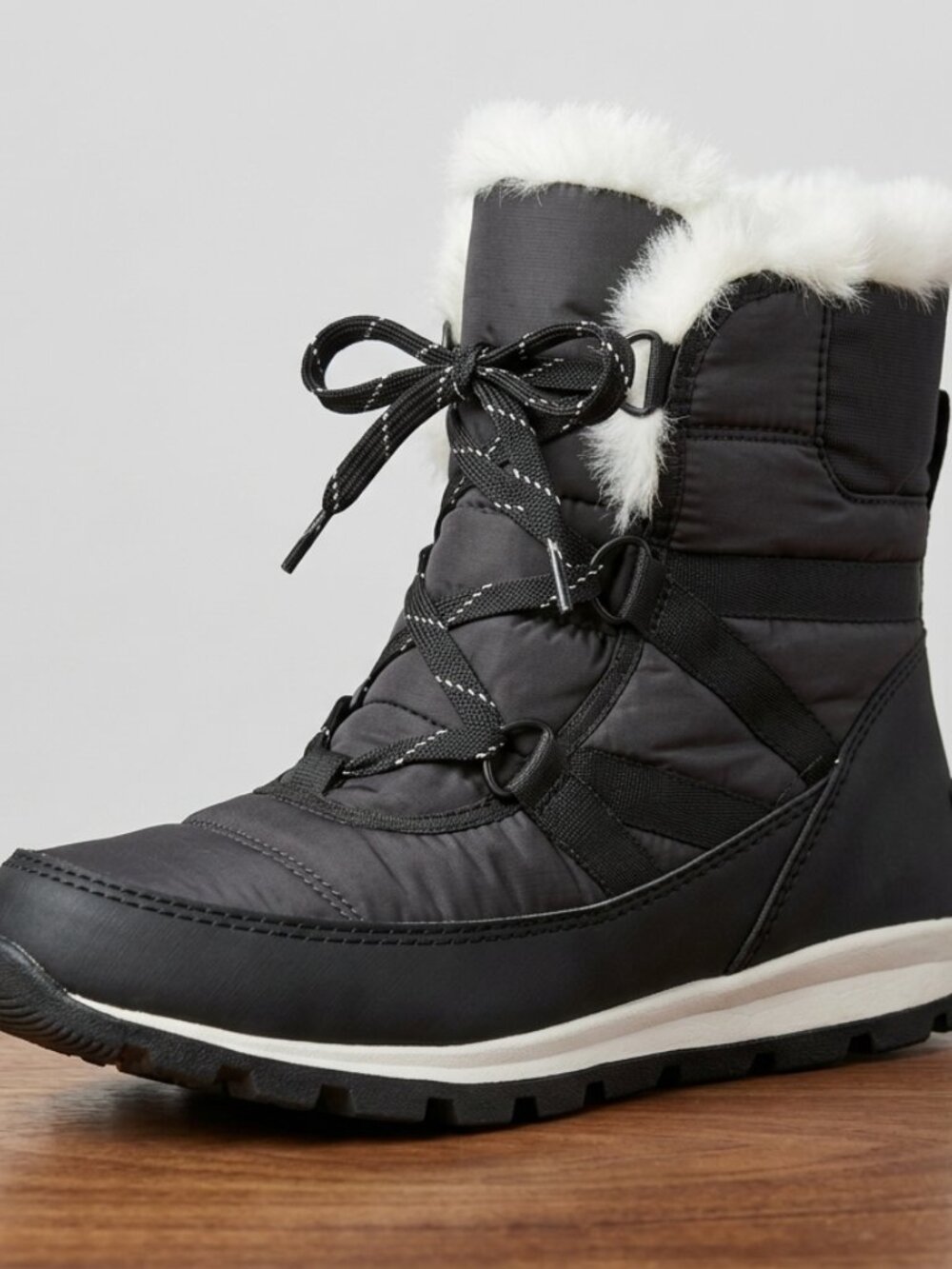 SOREL Black Waterproof Winter Boots Faux Fur Trim Size 8 Excellent Condition